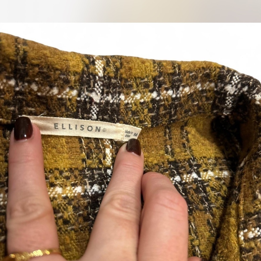 Plaid Cropped Button Up Blazer Flannel Boxy & Thick by |Ellison| Woman's Medium - Picture 3 of 8